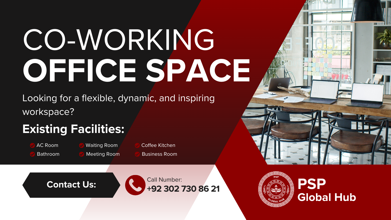PSP Global Hub Co working space services descriptive image